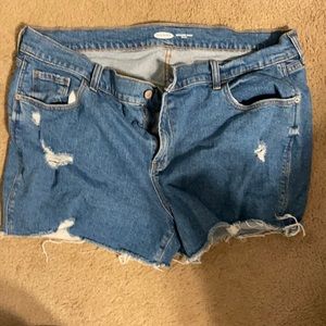 Jean blue distressed 3 inch frayed end shorts